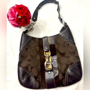 Coach 10260 Hampton Brown Python Stripe Hobo Bag.